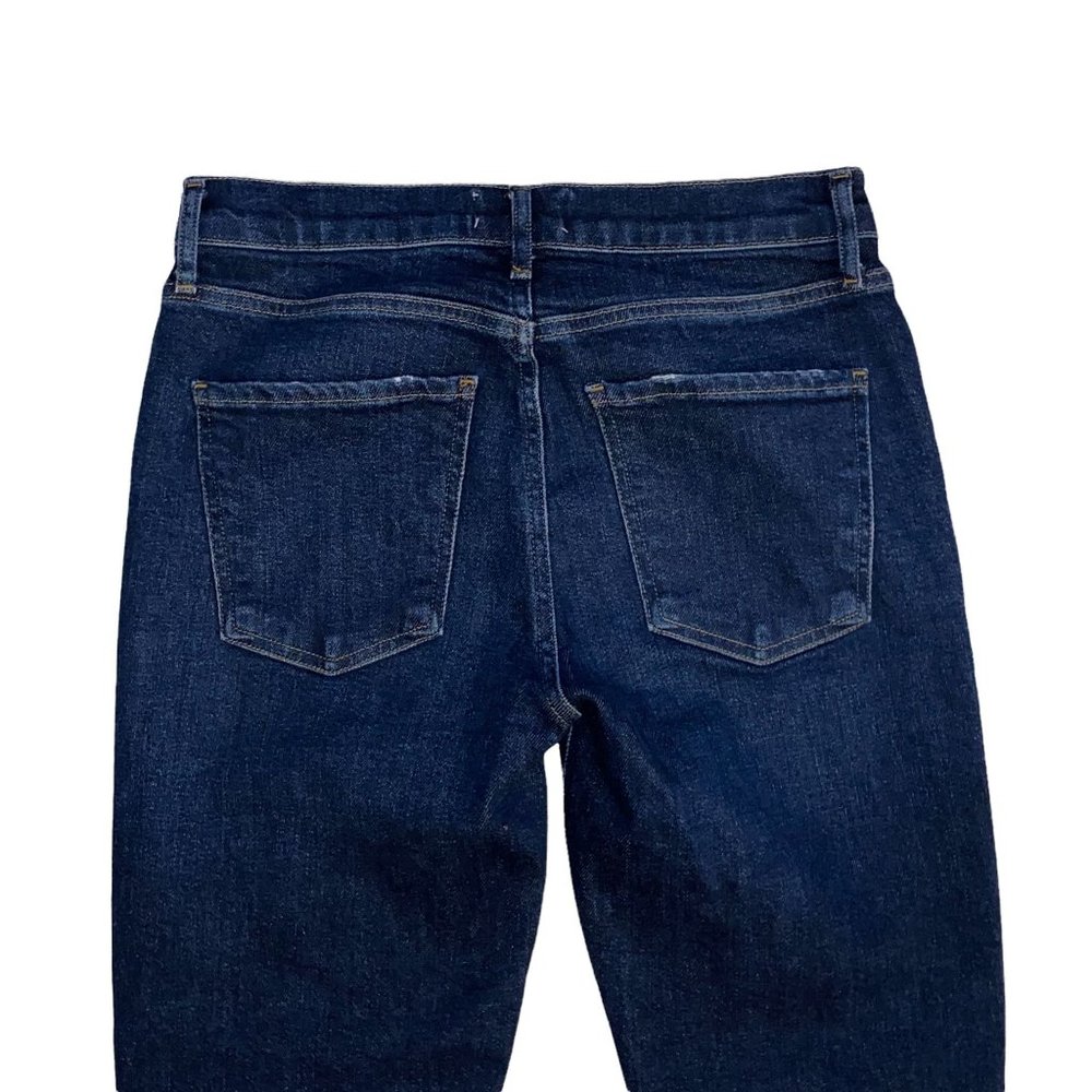 AGOLDE Sophie Dark Blue Wash Denim High Rise Raw Hem Crop Skinny Jeans Size 26 - Picture 4 of 11